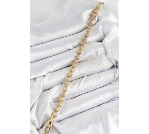 Pirinç Zirkon Taşlı Yarım Topcuk Model Gold Renk VIP Seri Kadın Bileklik