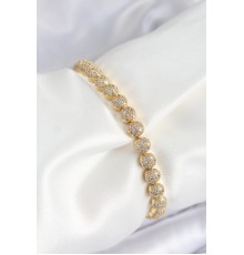 Pirinç Zirkon Taşlı Yarım Topcuk Model Gold Renk VIP Seri Kadın Bileklik