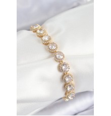 Pirinç Zirkon Taşlı Daire Baget Model Gold Renk VIP Seri Kadın Bileklik