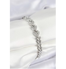 Pirinç Zirkon Taşlı Sıralı Ok Model Gümüş Renk Kadın Bileklik