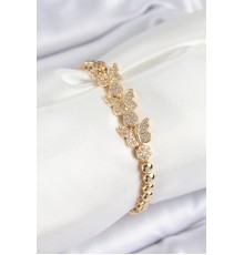 Pirinç Zirkon Taşlı Kelebek Model Gold Renk Kadın Bileklik