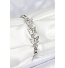Pirinç Zirkon Taşlı Kelebek Model Gümüş Renk Kadın Bileklik