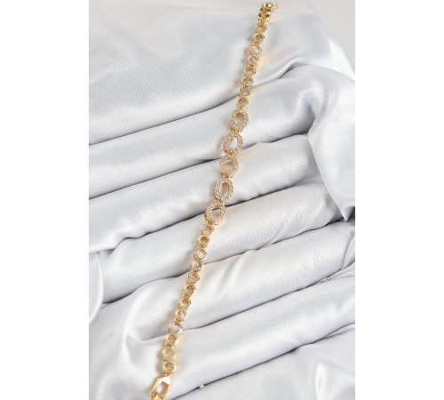 Pirinç Zirkon Taşlı Oval Model Gold Renk Kadın Bileklik