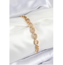 Pirinç Zirkon Taşlı Oval Model Gold Renk Kadın Bileklik