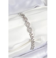 Pirinç Zirkon Taşlı Oval Model Gümüş Renk Kadın Bileklik