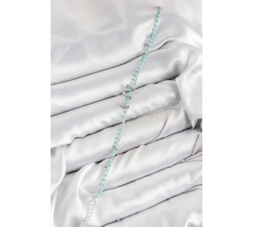 Pirinç Zirkon Taşlı Mavi Boncuklu Model Gümüş Renk Kadın Bileklik