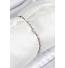 Pirinç Zirkon Taşlı Damla Model Ezme Zincir Gümüş Renk Kadın Bileklik