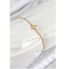 Pirinç Zirkon Taşlı Arı Model Ezme Zincir Gold Renk Kadın Bileklik