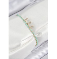 Pirinç Zirkon Taşlı Mavi Boncuklu Model Gold Renk Kadın Bileklik