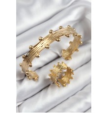 Pirinç Topcuk Model Gold Renk Bileklik Yüzük Set