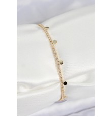 Pirinç Zirkon Taşlı Ezme Zincirli Sıralı Model Gold Renk Kadın Bilekilk