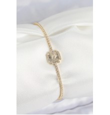 Pirinç Zirkon Taşlı Kare Model Gold Renk Kadın Bilekilk