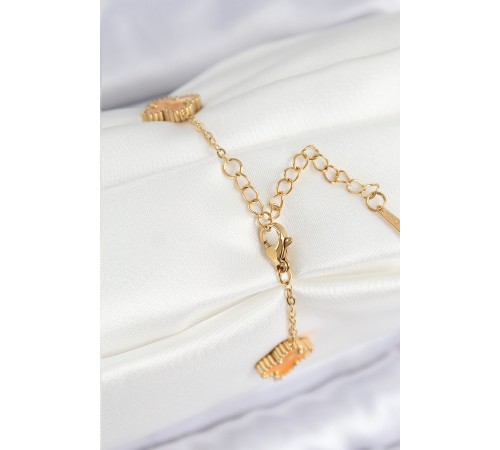 316L Çelik Sedefli Turuncu Gold Renk Yonca Kadın Bileklik