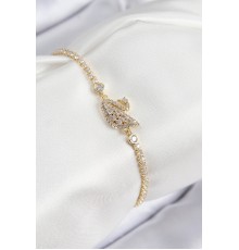 Pirinç Zirkon Taşlı Kuğu Model Gold Renk Kadın Bileklik