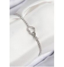 Pirinç Zirkon Taşlı Sonsuzluk Kalp Model Gümüş Renk Kadın Bileklik