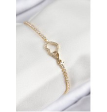 Pirinç Zirkon Taşlı Sonsuzluk Kalp Model Gold Renk Kadın Bileklik
