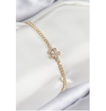 Pirinç Zirkon Taşlı Çiçek Model Gold Renk Kadın Bileklik