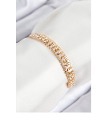 Pirinç Zirkon Taşlı Tennıs Model Gold Renk Asansörlü Kadın Bileklik