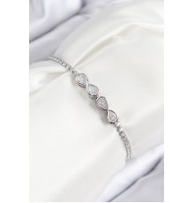 Pirinç Zirkon Taşlı Sonsuzluk Model Gümüş Renk Asansörlü Kadın Bileklik