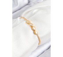 Pirinç Zirkon Taşlı Sonsuzluk Model Gold Renk Asansörlü Kadın Bileklik