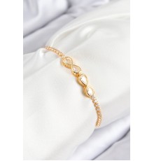 Pirinç Zirkon Taşlı Sonsuzluk Model Gold Renk Asansörlü Kadın Bileklik