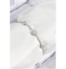 Pirinç Zirkon Taşlı Kar Tanesi Model Gümüş Renk Asansörlü Kadın Bileklik