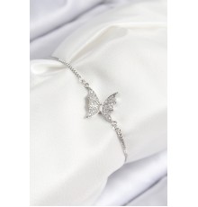 Pirinç Zirkon Taşlı Kelebek Model Gümüş Renk Asansörlü Kadın Bileklik