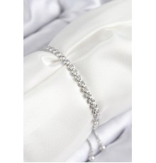 Pirinç Zirkon Taşlı Sıralı Model Gümüş Renk Asansörlü Kadın Bileklik