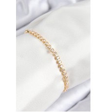 Pirinç Zirkon Taşlı Sıralı Model Gold Renk Asansörlü Kadın Bileklik