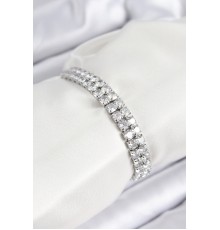 Pirinç Zirkon Taşlı Çift Sıra Kare Model Gümüş Renk Asansörlü Kadın Bileklik