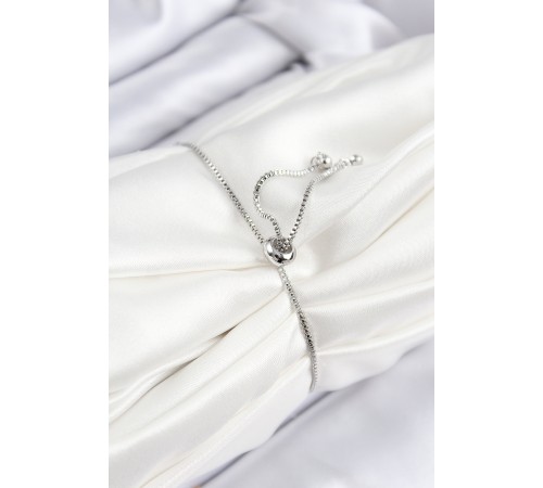 Pirinç Zirkon Taşlı Daire Model Gümüş Renk Asansörlü Kadın Bileklik