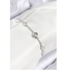 Pirinç Zirkon Taşlı Daire Model Gümüş Renk Asansörlü Kadın Bileklik