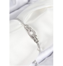 Pirinç Zirkon Taşlı Zincir Model Gümüş Renk Asansörlü Kadın Bileklik