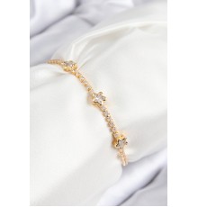 Pirinç Zirkon Taşlı Yıldız Model Gold Renk Asansörlü Kadın Bileklik
