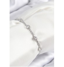 Pirinç Zirkon Taşlı Daire Model Gümüş Renk Asansörlü Kadın Bileklik