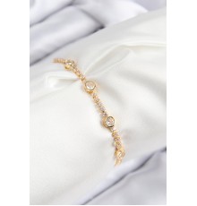 Pirinç Zirkon Taşlı Daire Model Gold Renk Asansörlü Kadın Bileklik