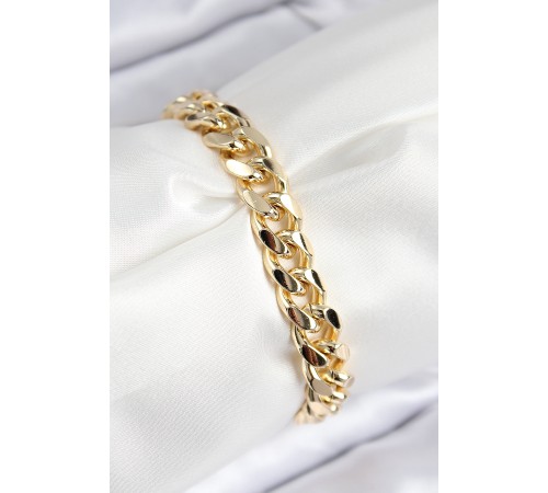 VIP Pirinç Zirkon Taşlı Klasik Zincir Model Gold Renk Kadın Bileklik