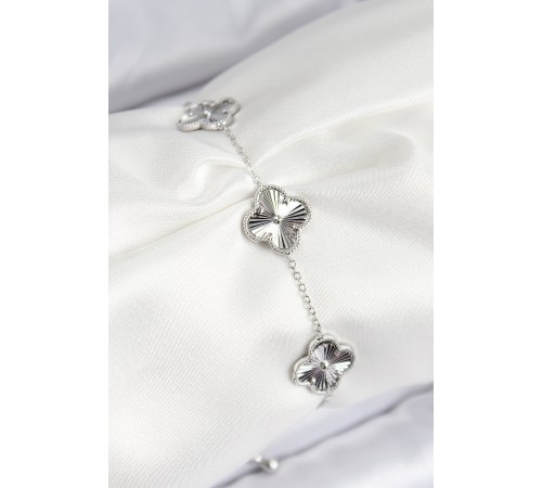 VIP Pirinç Yonca Model Gümüş Renk Kadın Bileklik