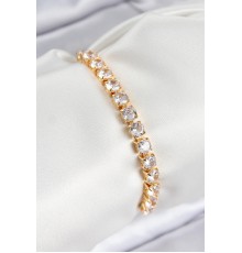 Pirinç Zirkon Taşlı Kare Model Gold Renk Asansörlü Kadın Bileklik