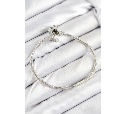 Pirinç Charm Zirkon Taşlı Yonca Model Gümüş Renk Kadın Bileklik