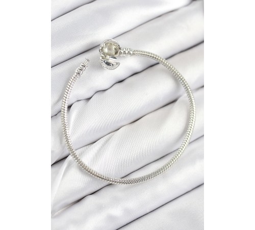 Pirinç Charm Topcuk Model Gümüş Renk Kadın Bileklik
