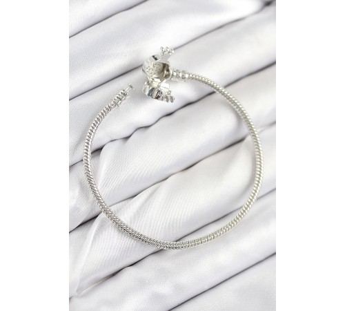 Pirinç Charm Zirkon Taşlı Taç Model Gümüş Renk Kadın Bileklik