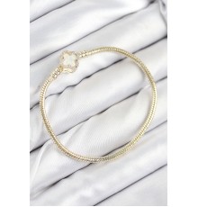 Pirinç Charm Zirkon Taşlı Yonca Model Gold Renk Kadın Bileklik