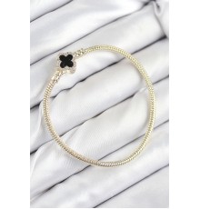 Pirinç Charm Zirkon Taşlı Yonca Model Gold Renk Kadın Bileklik