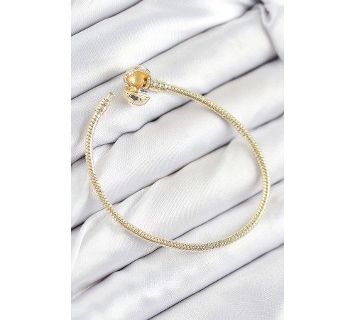 Pirinç Charm Topcuk Model Gold Renk Kadın Bileklik