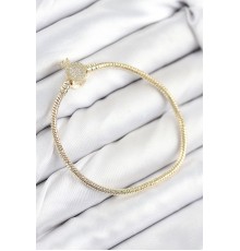 Pirinç Charm Zirkon Taşlı Taç Model Gold Renk Kadın Bileklik