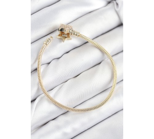 Pirinç Charm Zirkon Taşlı Yıldız Model Gold Renk Kadın Bileklik