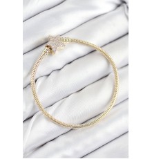 Pirinç Charm Zirkon Taşlı Yıldız Model Gold Renk Kadın Bileklik