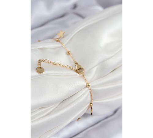 316L Çelik Sıralı Yonca Model Gold Renk Kadın Bileklik