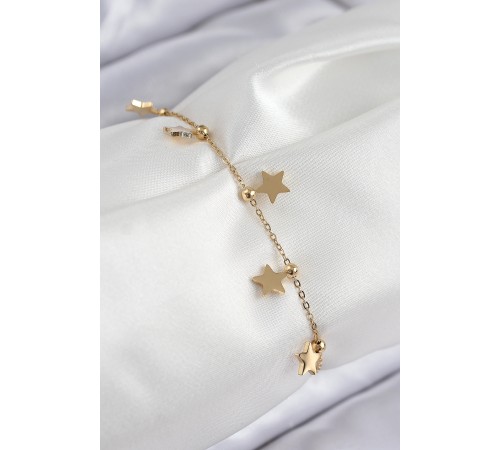 316L Çelik Sıralı Yıldız Model Gold Renk Kadın Bileklik